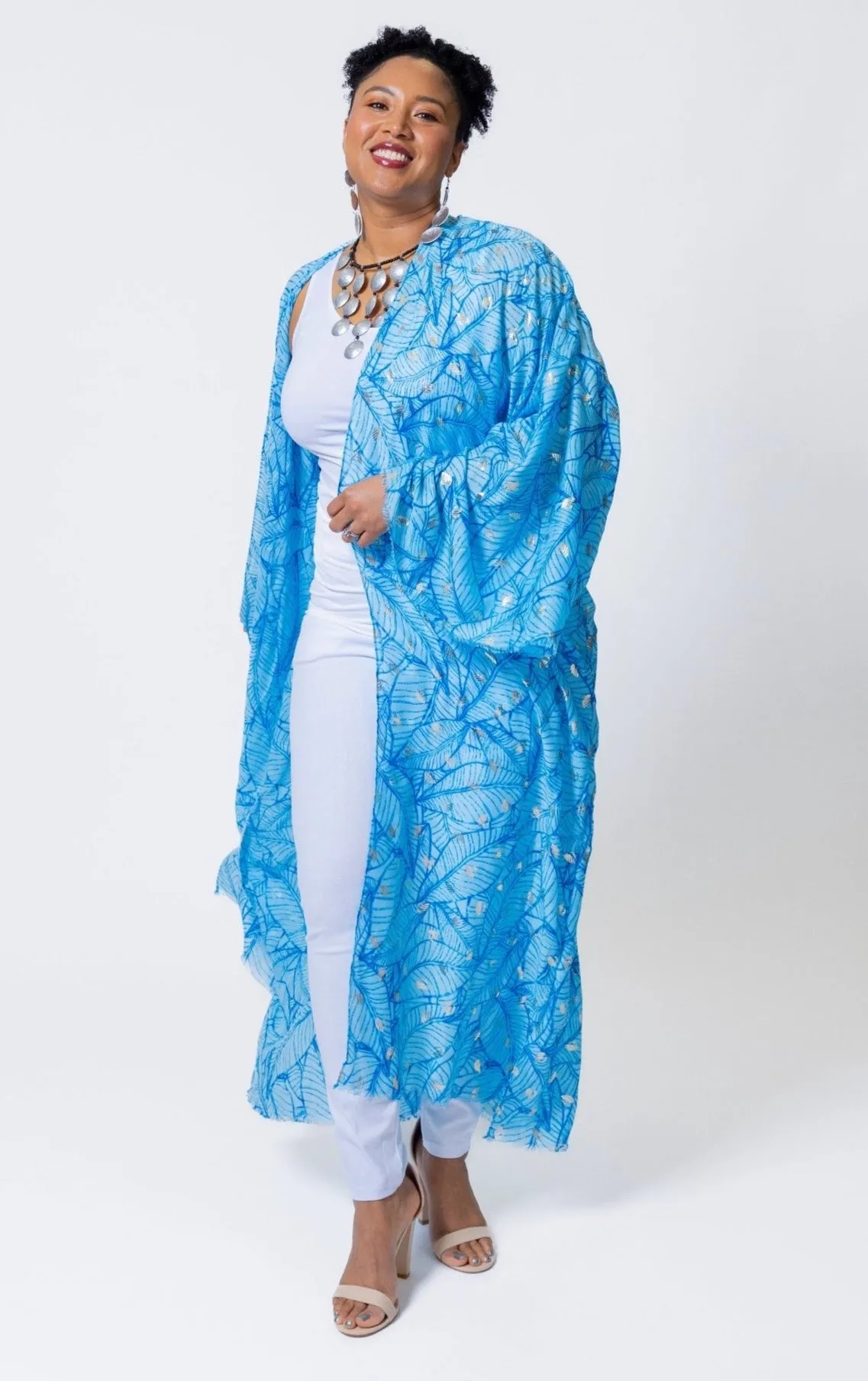 Silver Touch Kimono - Blue