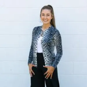 Snow Leopard Print Button Front Cardigan