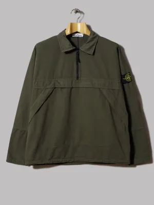 Stone Island Gauzed Cotton Rip Stop Garment Dyed Popover Overshirt (Muschio)
