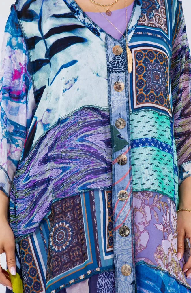 Sunheart  Lavender Lake Boho Tunic Top Jacket Hippie Chic Resort Wear Sml-2X