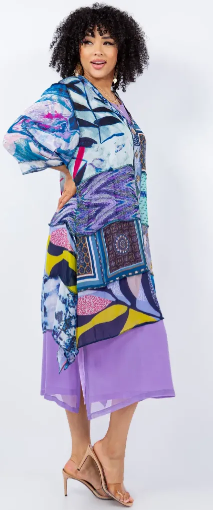 Sunheart  Lavender Lake Boho Tunic Top Jacket Hippie Chic Resort Wear Sml-2X