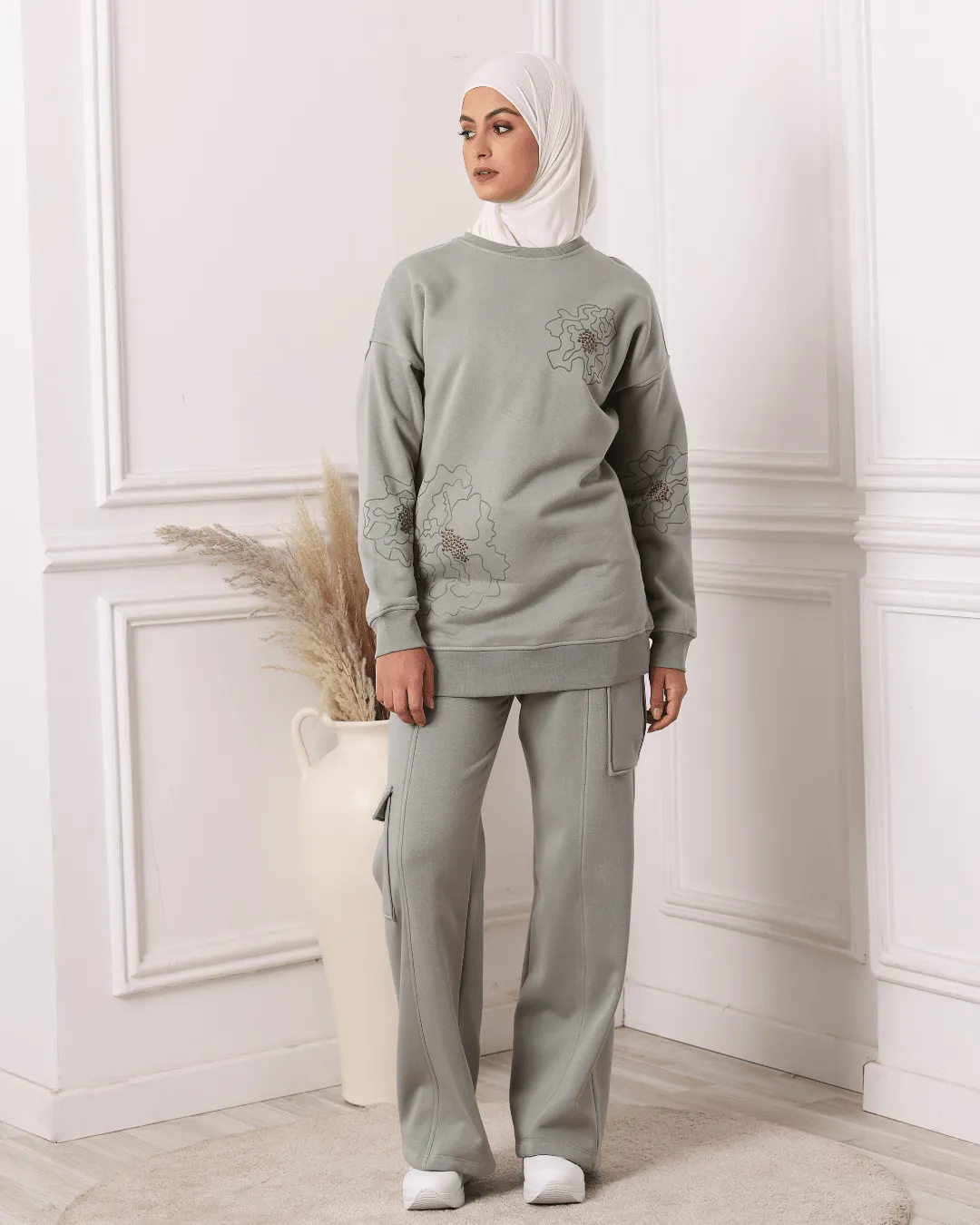 Sweat-shirt Oversize Vert Amande