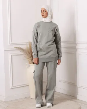 Sweat-shirt Oversize Vert Amande