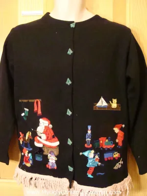 Tacky Christmas Sweatshirt Santa and Elves at Work
