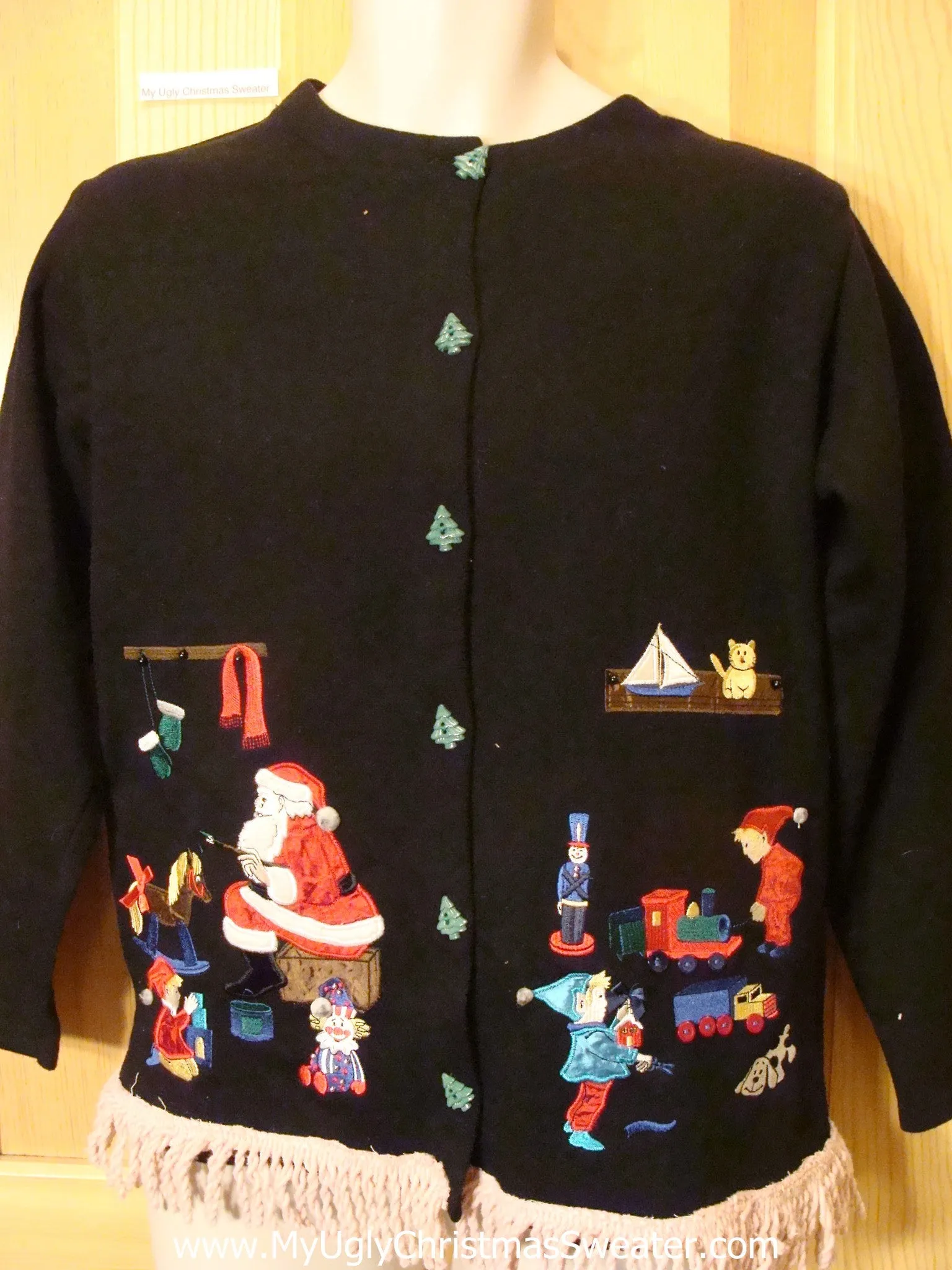Tacky Christmas Sweatshirt Santa and Elves at Work