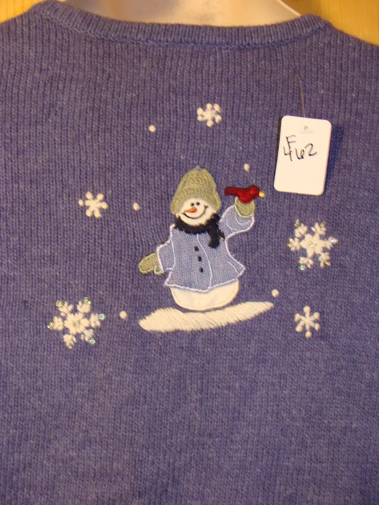 Tacky Ugly Christmas Sweater with a Blue Winter Wonderland (f462)