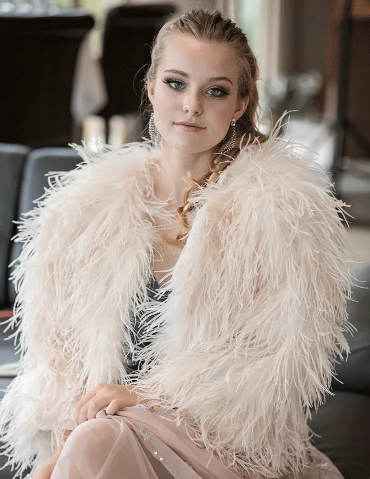 Taytay - Feather Jacket in Cream