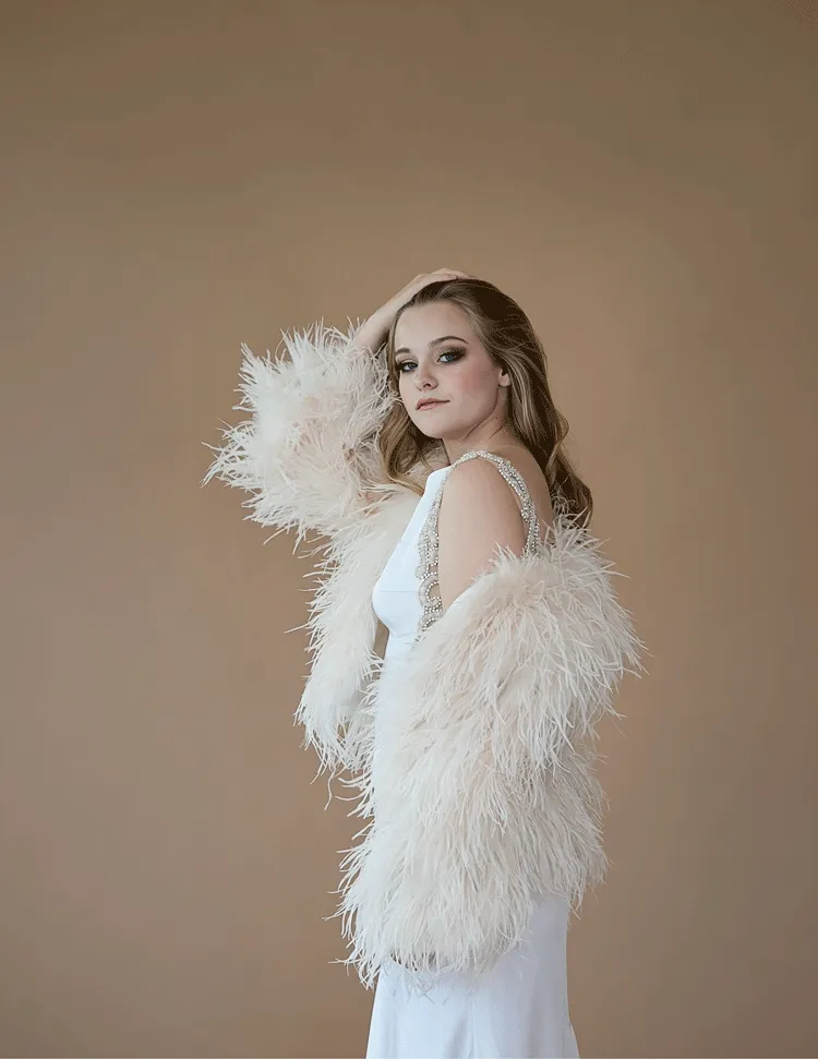 Taytay - Feather Jacket in Cream