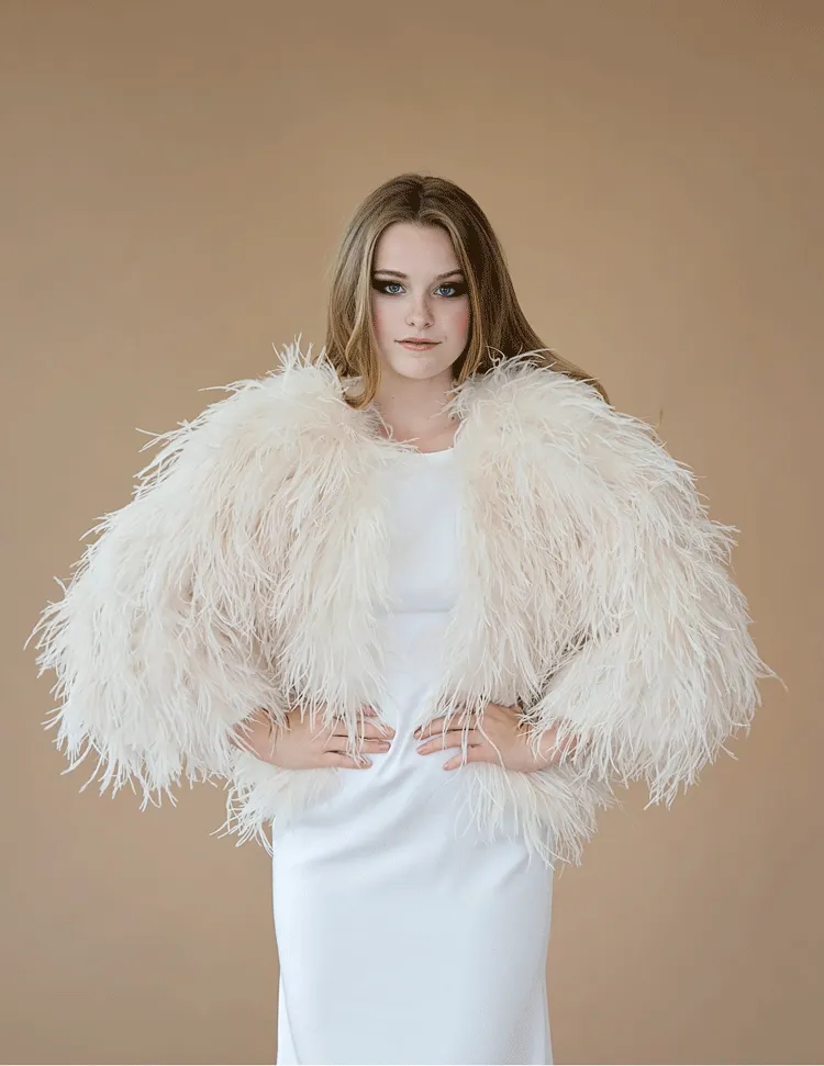 Taytay - Feather Jacket in Cream