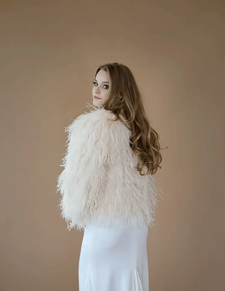 Taytay - Feather Jacket in Cream