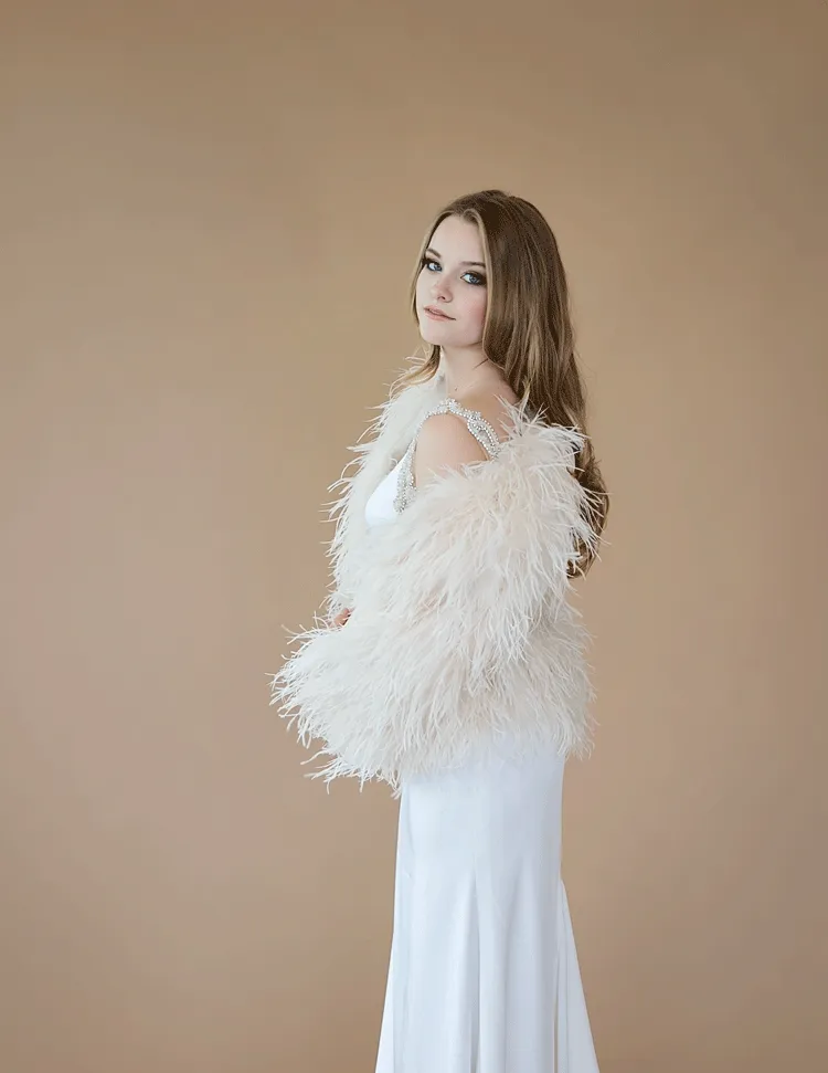Taytay - Feather Jacket in Cream