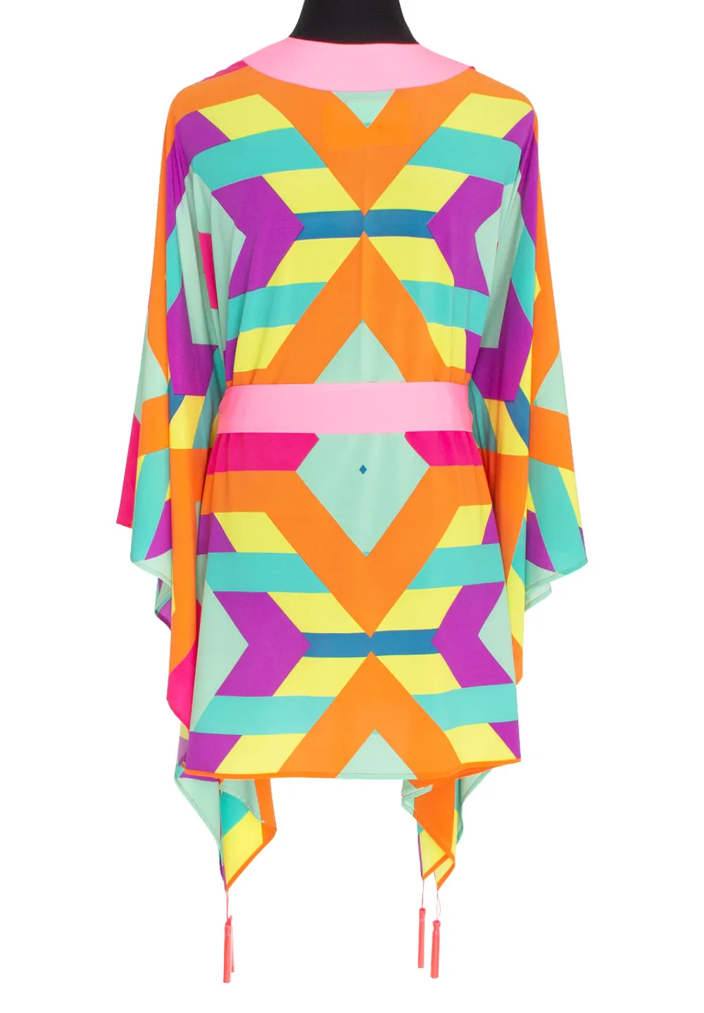 Tribal - Colorful Mayan Kimono (Neon Pink)