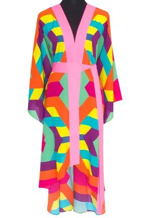 Tribal - Colorful Mayan Kimono (Neon Pink)