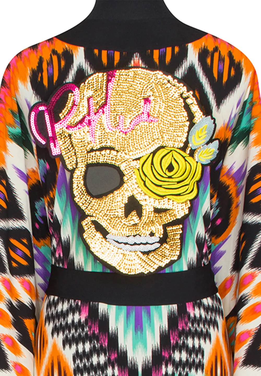 Tribal – Orange Apache Kimono Skull (Black)