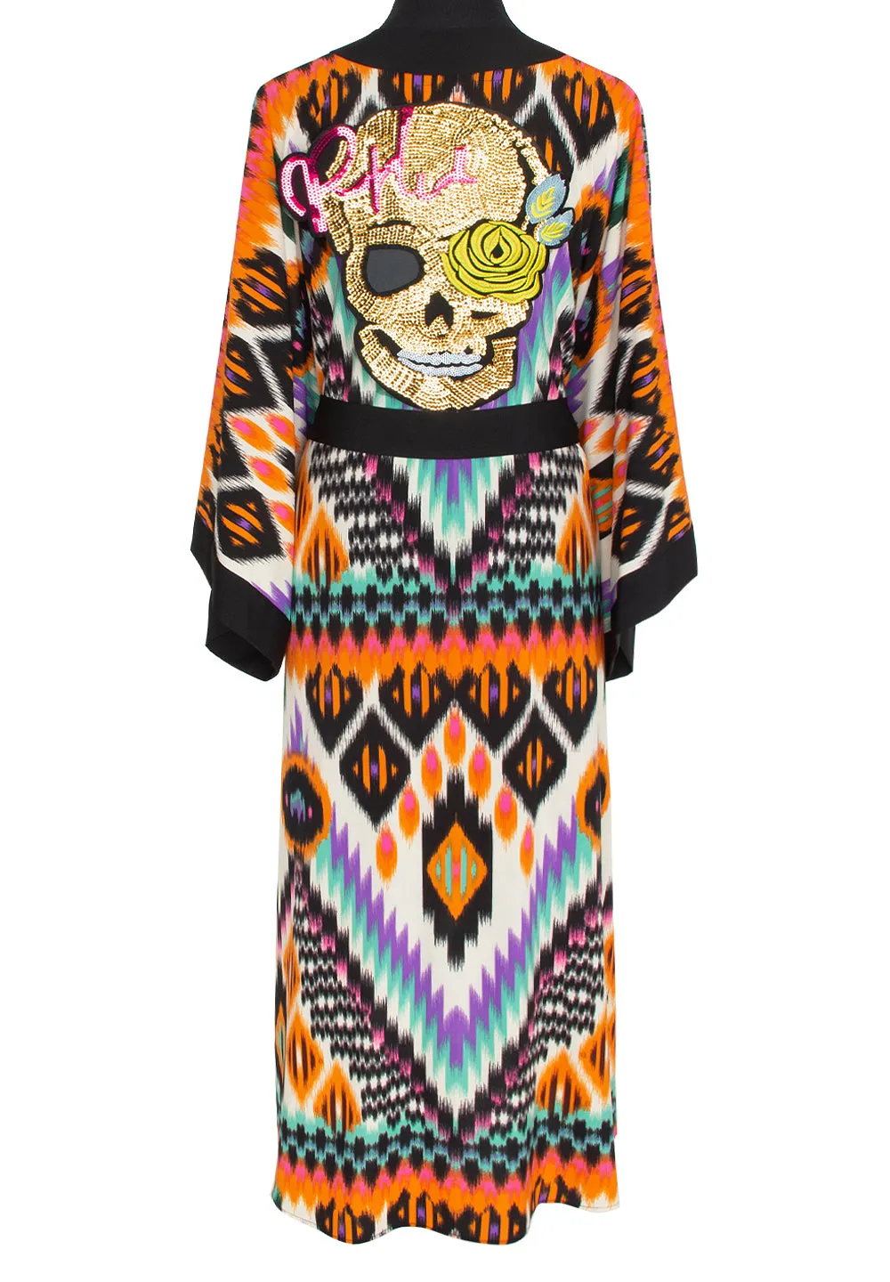 Tribal – Orange Apache Kimono Skull (Black)