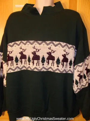 Ugly Christmas Sweater-Sweatshirt with Reindeer