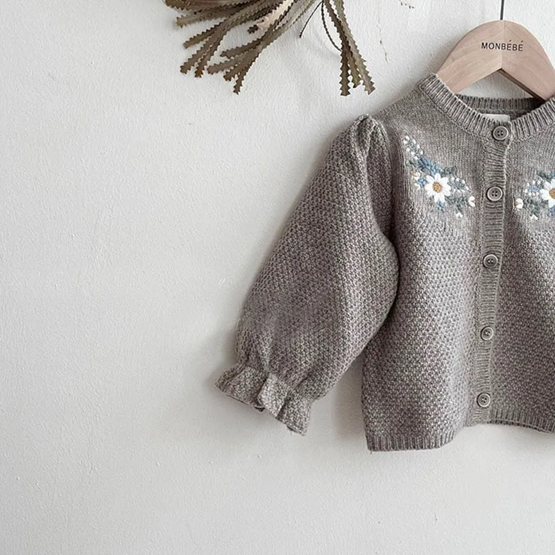 Vintage Floral Sleeve Knit Cardigan