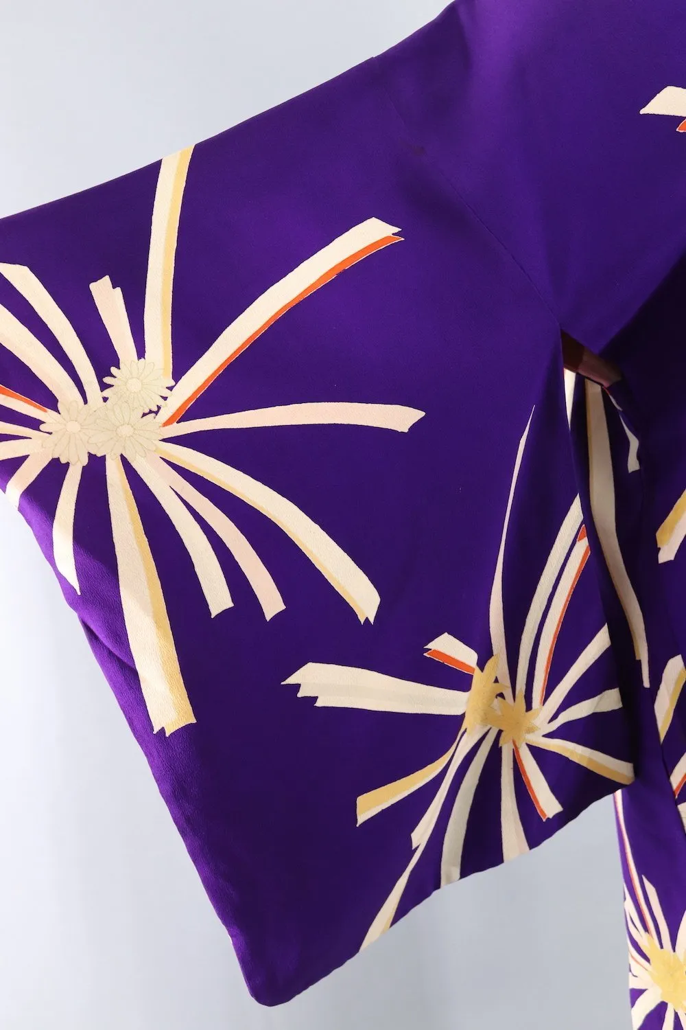 Vintage Silk Kimono Cardigan Jacket / Purple Starburst