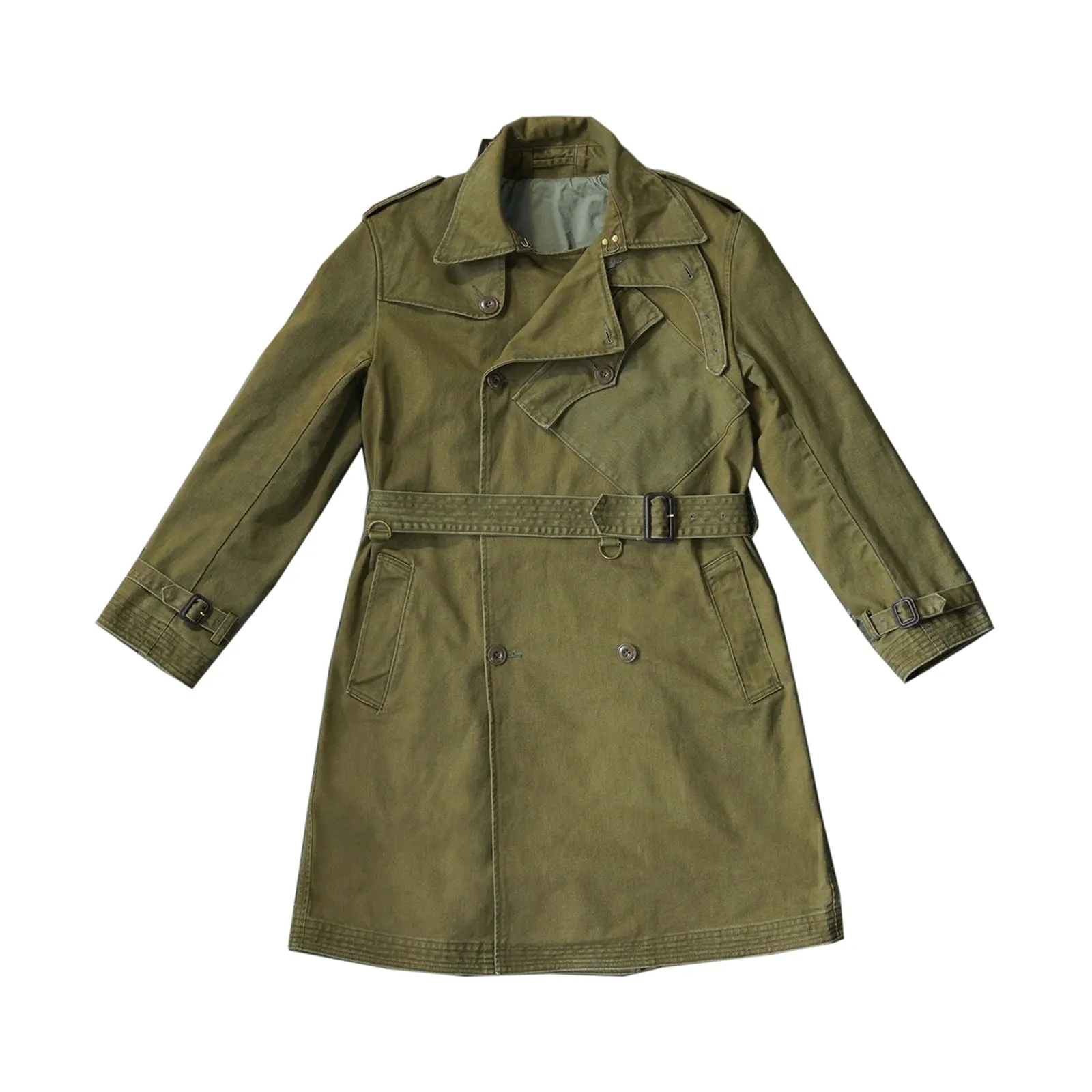 Vintage World War II British Army Trench Trench Coat Long Jacket
