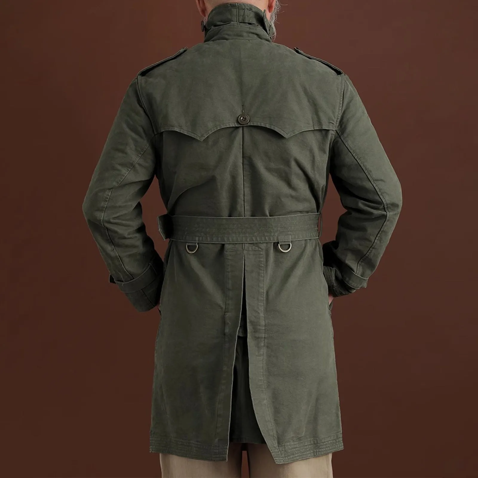 Vintage World War II British Army Trench Trench Coat Long Jacket