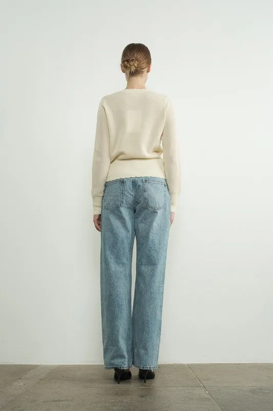 Waitlist 11/5 ♥ Carolyn Long Sleeve Sheer Flower Netted Cardigan Cream
