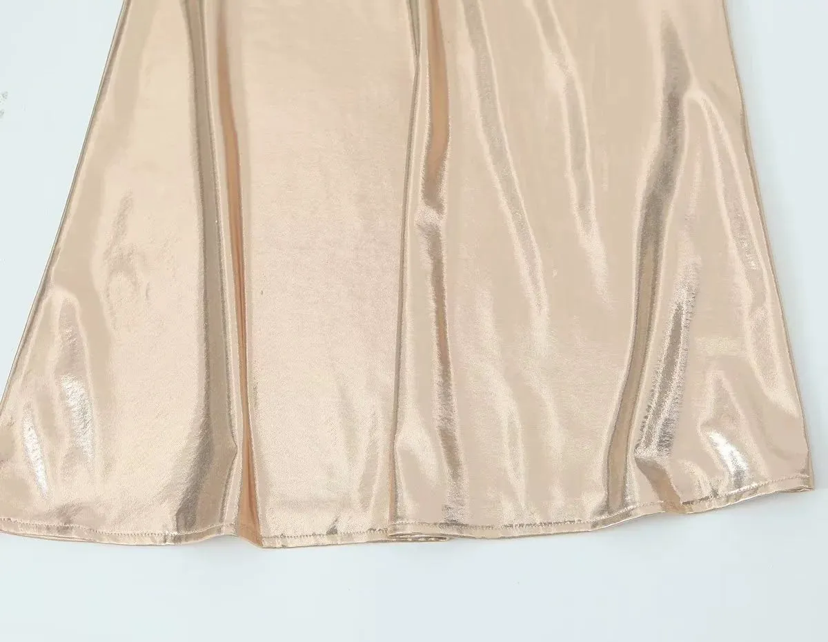 Wesleigh Metallic Slip Mini Dress