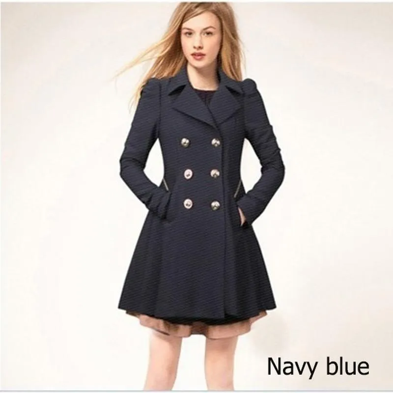 Women Trench Coat Plus Size Autumn Women's Double Breasted Warm Windbreaker Long Trench Coat