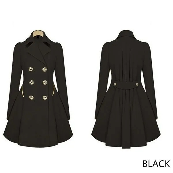 Women Trench Coat Plus Size Autumn Women's Double Breasted Warm Windbreaker Long Trench Coat